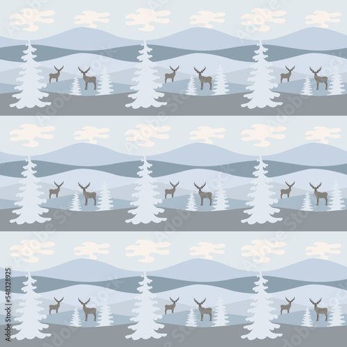 Seamless pattern winter landscape vector