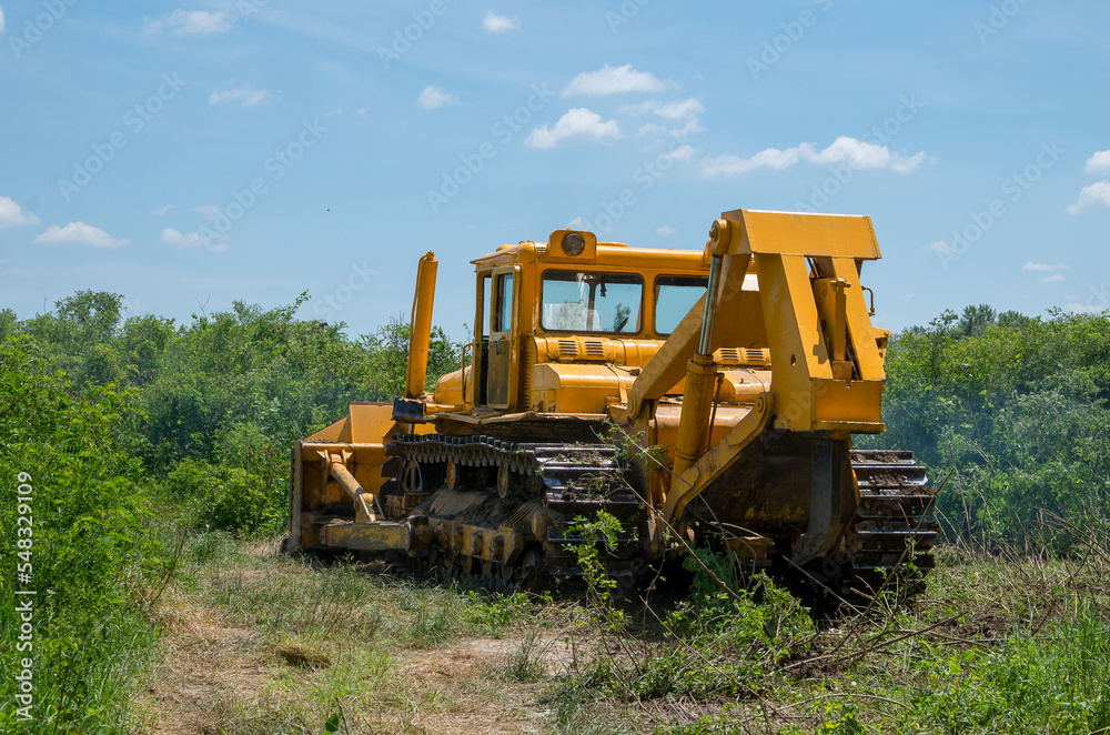 Bulldozer. Forestry Mulching Bulldozer. Forestry Mulching