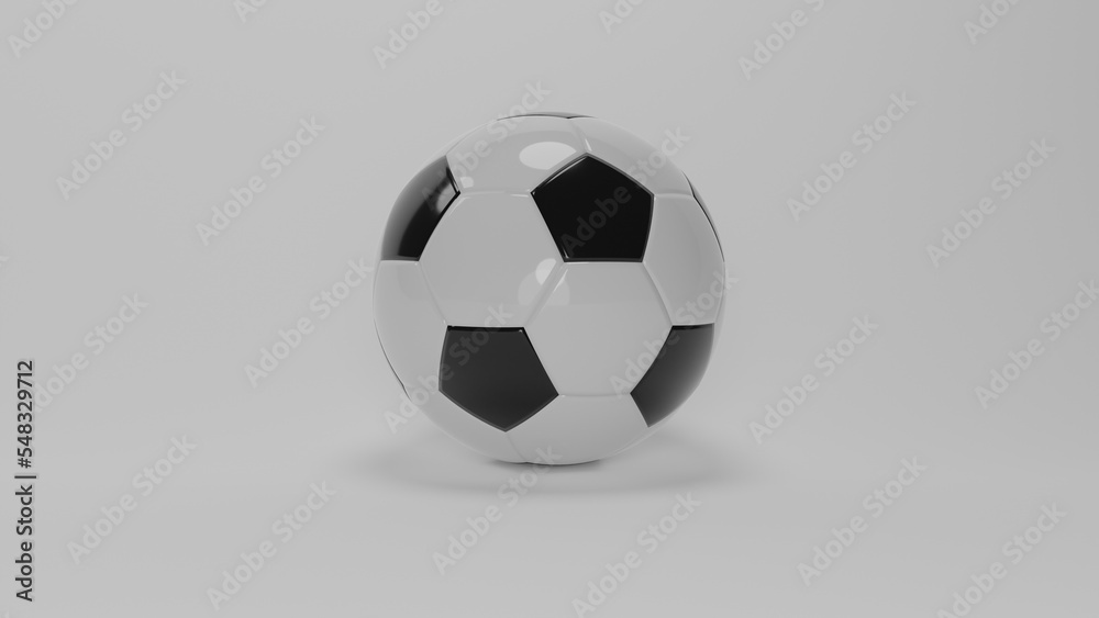 Classic soccer shiny leather ball isolated on white background. Football concept. Sport. 3D render