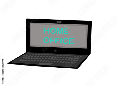 Home office and freelance working concept with single laptop vector design, only laptop drawing isolated on white background.