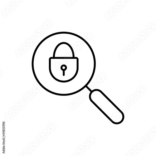 Magnifying glass with opened padlock icon and on white background eps 10