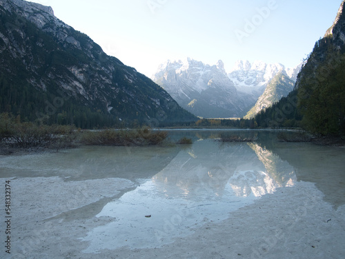 Lake Landro, Val di Landro, South Tyrol. Dolomites, Italy photo