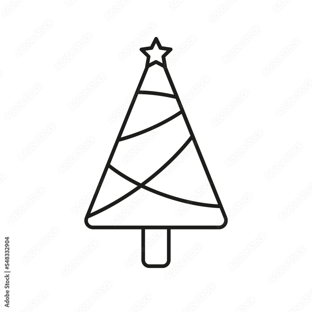Árbol de Navidad con guirnaldas y estrella. Árbol de Navidad con guirnaldas y estrella.