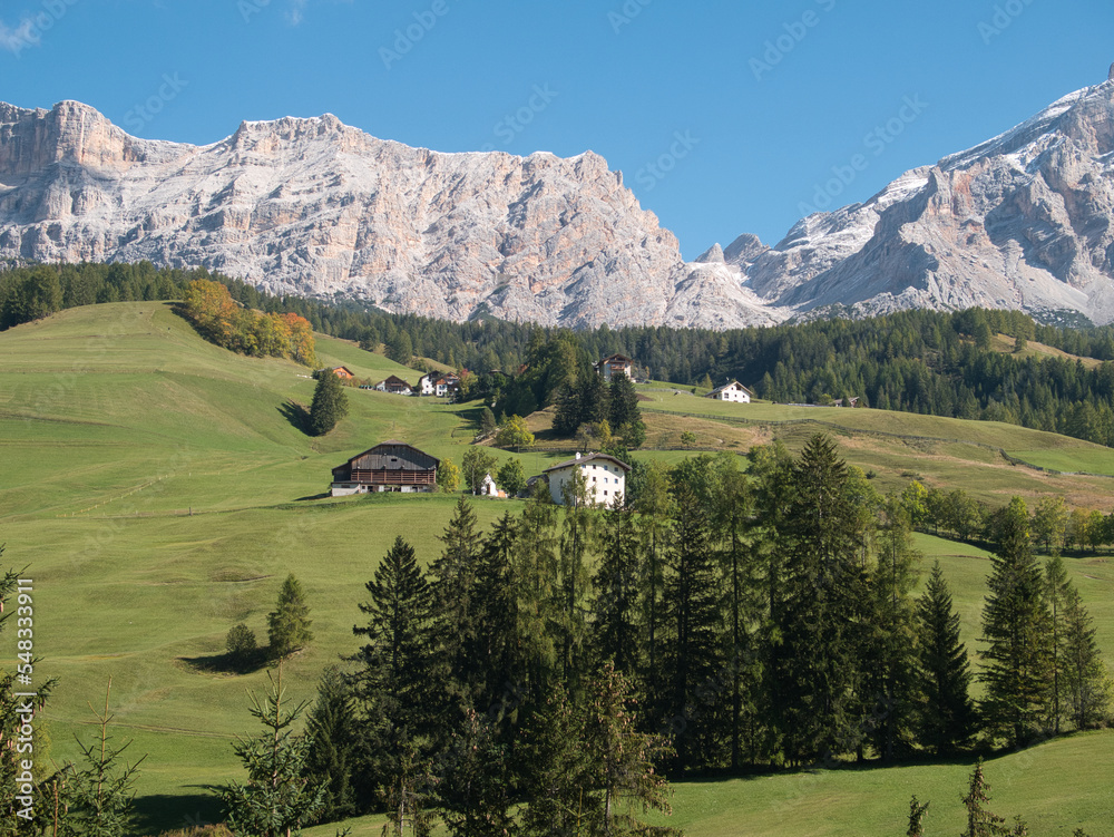 Along the meadows surrounding La Villa. Dolomites, Trentino-Alto Adige region, Italy.