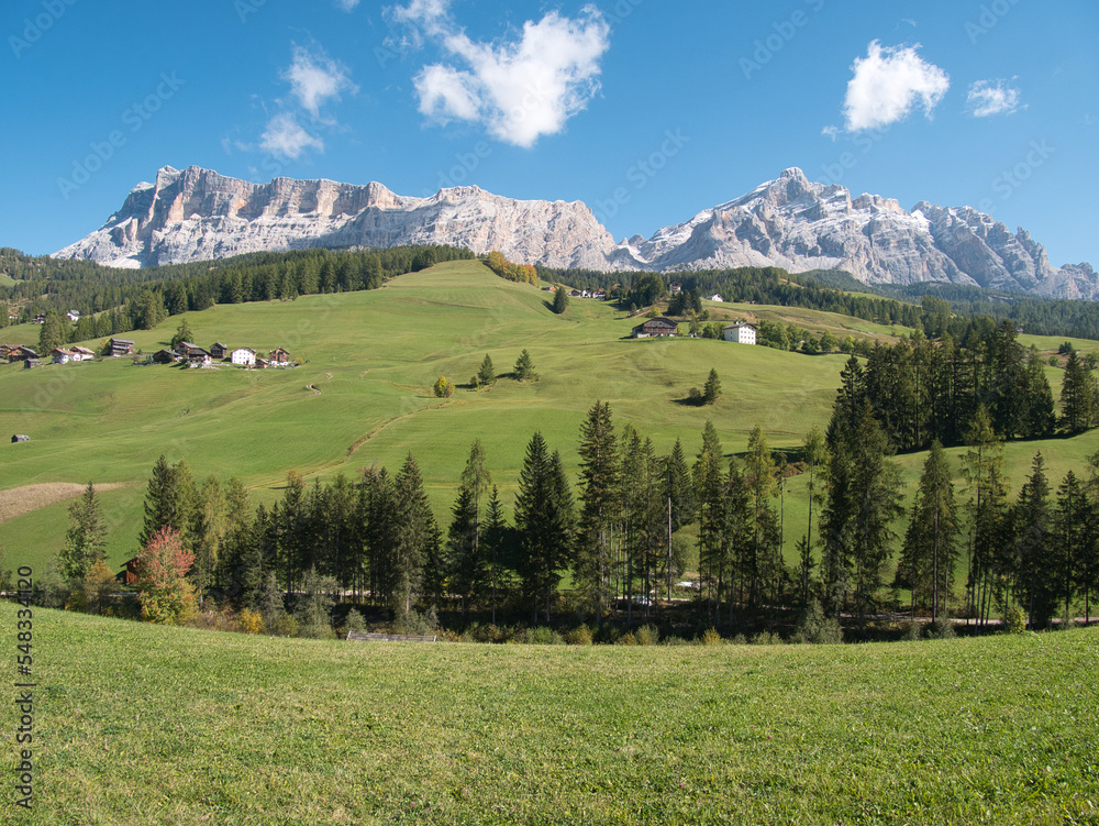 Along the meadows surrounding La Villa. Dolomites, Trentino-Alto Adige region, Italy