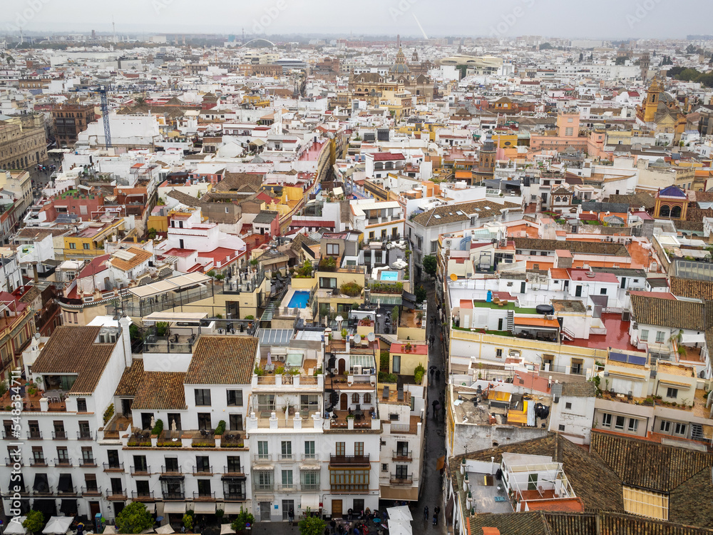 Sevile in a cloudy day seen from the Giralda Tower