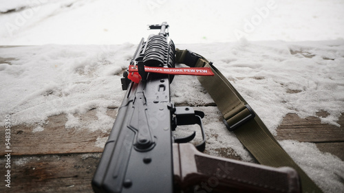 chamber security flag on a kalashnikov assault rifle