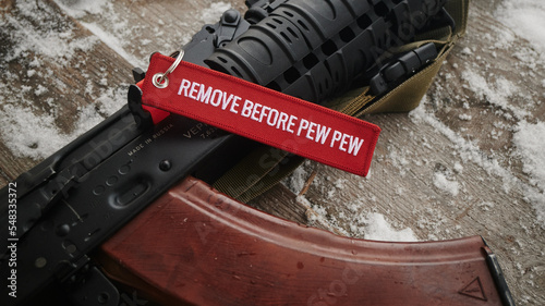 Modified Kalashnikov assault rifle with chamber security flag