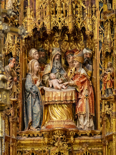 Jesus boy at the temple, detail of the altarpiece of Seville Cathedral Main Chapel