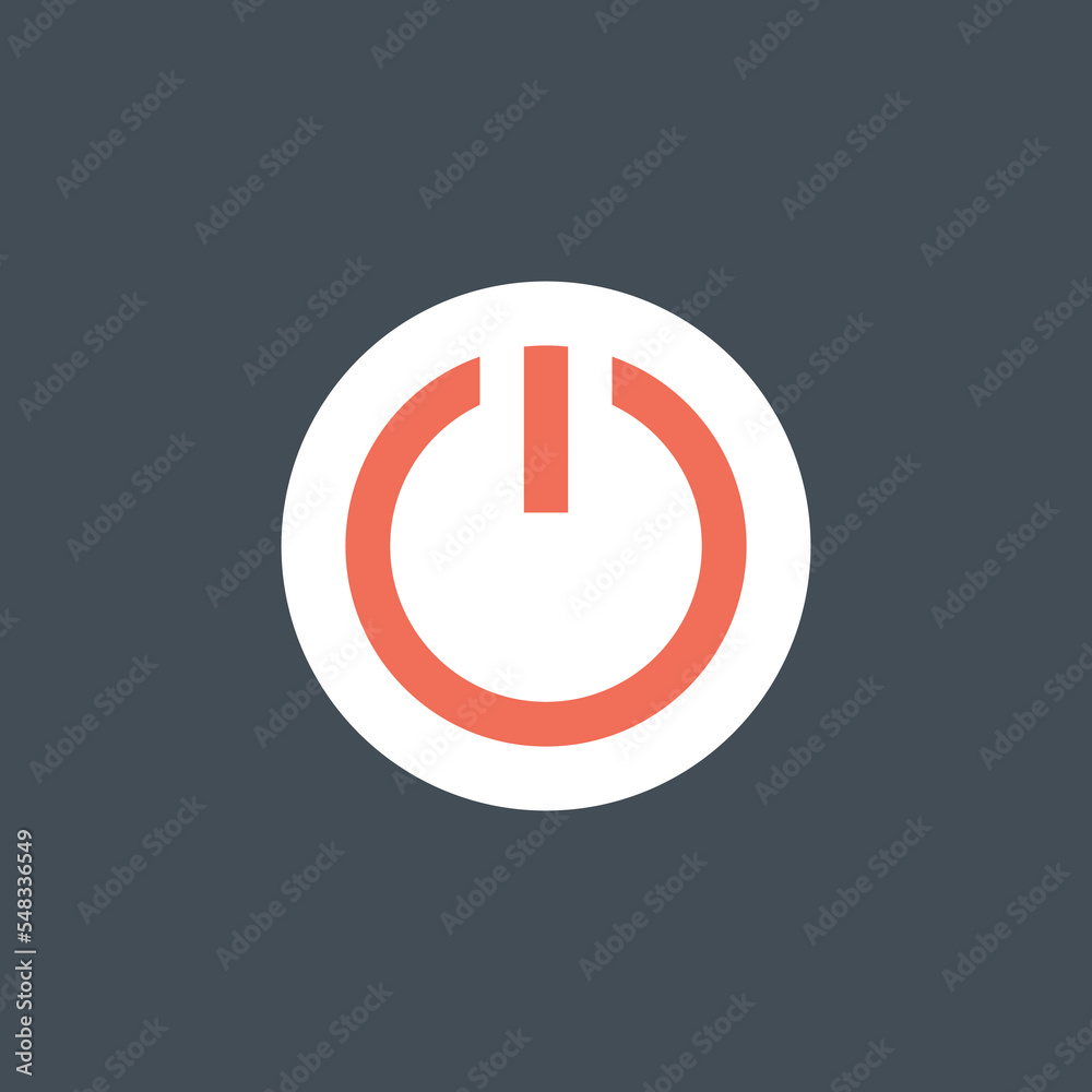 On and off button icon. Click symbol. Turning on the device. On and off button icon. Click symbol. Turning on the device.