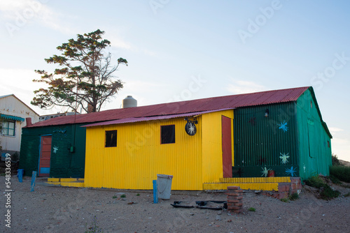 Picturesque typical construction in the town of Puerto Piramides, Peninsula Valdes, Chubut Province, Patagonia, Argentina. © foto4440