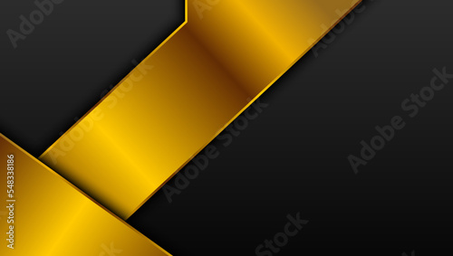 Template of a bicolor business card in black and gold geometric shapes, with space for text