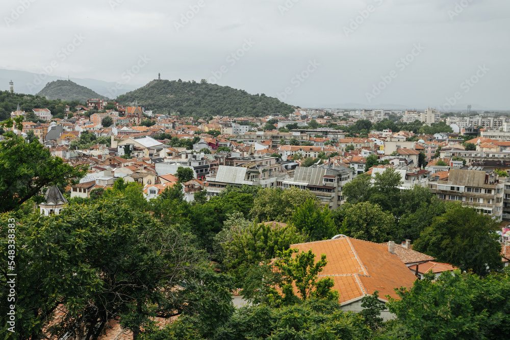View over the city of Plovdiv, Bulgaria, seen from the Nebet Tepe hill.