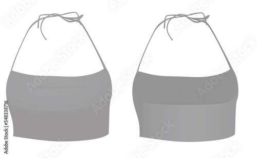 Grey  crop sleeveless t shirt. vector illustration
