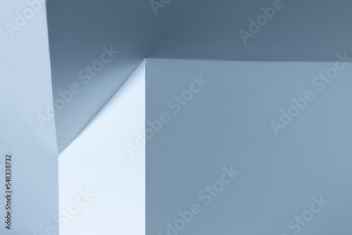 Abstract blue minimal architecture background, interior fragment