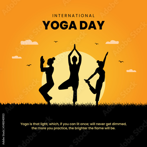 international yoga day, yoga body posture, Yoga Awareness Month, vector illustration, greeting cards, social media post, banner, poster, flyer, billboard