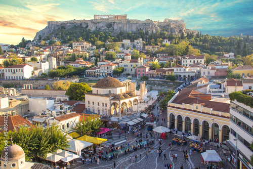Obraz na płótnie Beautiful view of the Acropolis and Monastiraki area in Athens, Greece w salonie