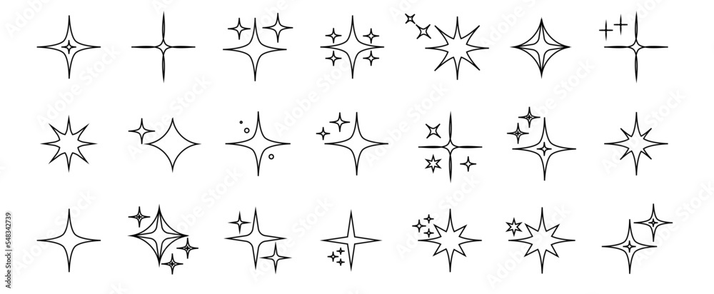 Obraz premium Collection of different black sparkles icons.