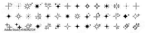 Collection of different black sparkles icons.