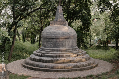 Buddhist stupa. Buddhist stupa in the forest. Sacred memorial structures of Buddhism. Repositories of Buddhist relics, used as place of meditation.