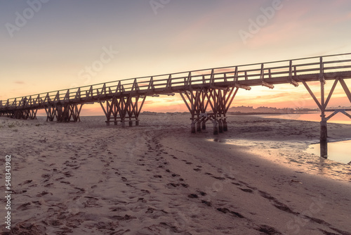 bridge over the bay at sunset