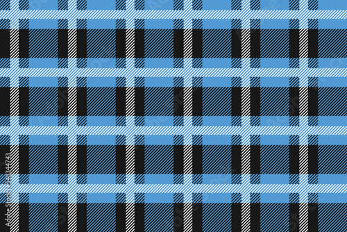 Blue and black Scotland textile seamless pattern. Fabric texture check tartan plaid.Abstract geometric background for cloth, card, fabric. Monochrome graphic repeating design. Modern squared ornament