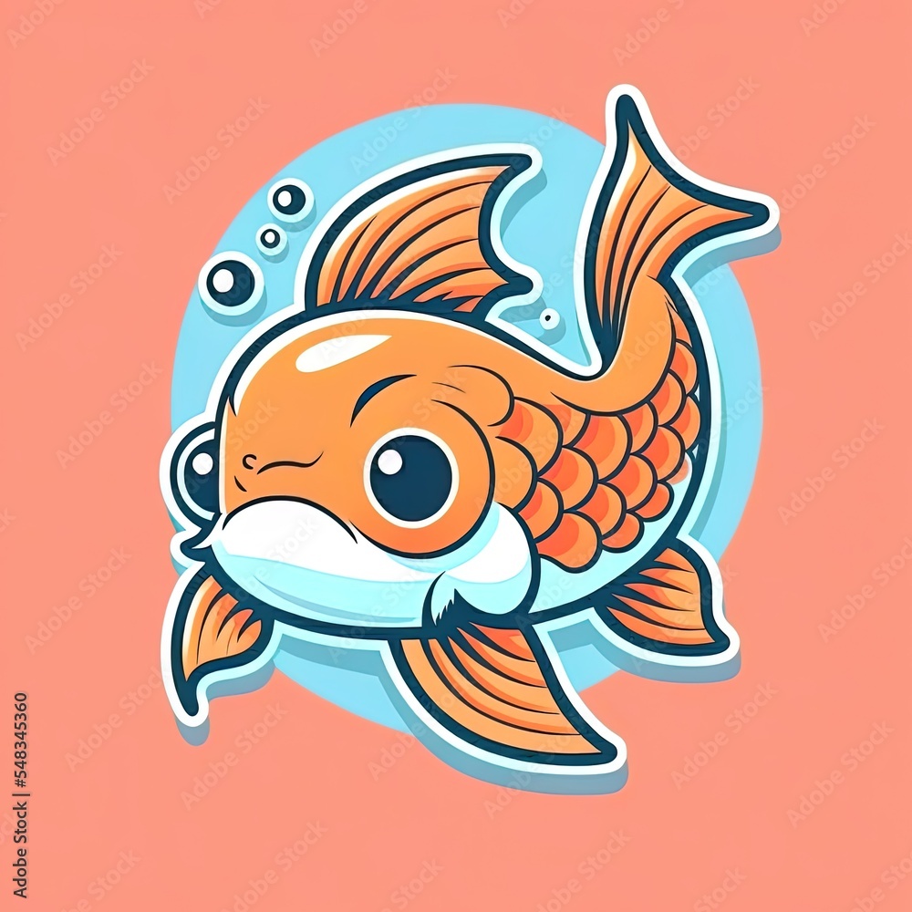 Cute koi fish cartoon 2d illustrated icon illustration. animal nature ...