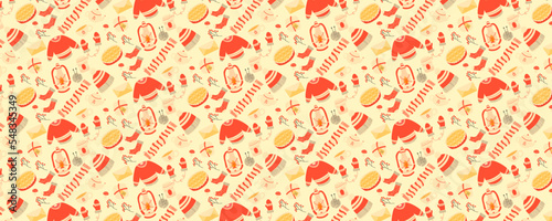 Winter pattern with warm things. Can be used as background.
