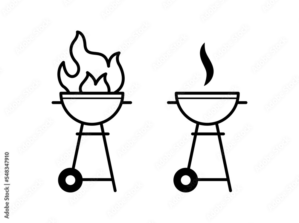 Barbecue grill icon isolated on white background. Grill on fire vector. Barbecue grill icon isolated on white background. Grill on fire vector.