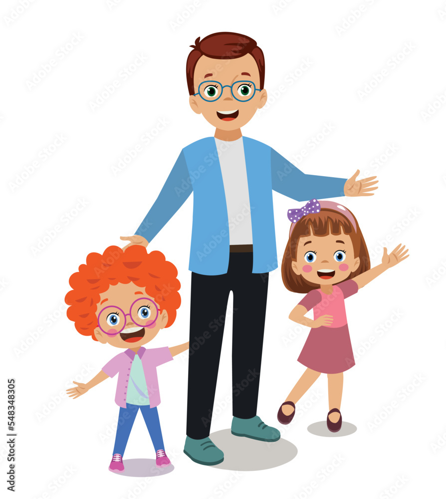 father with girl and boy father with girl and boy