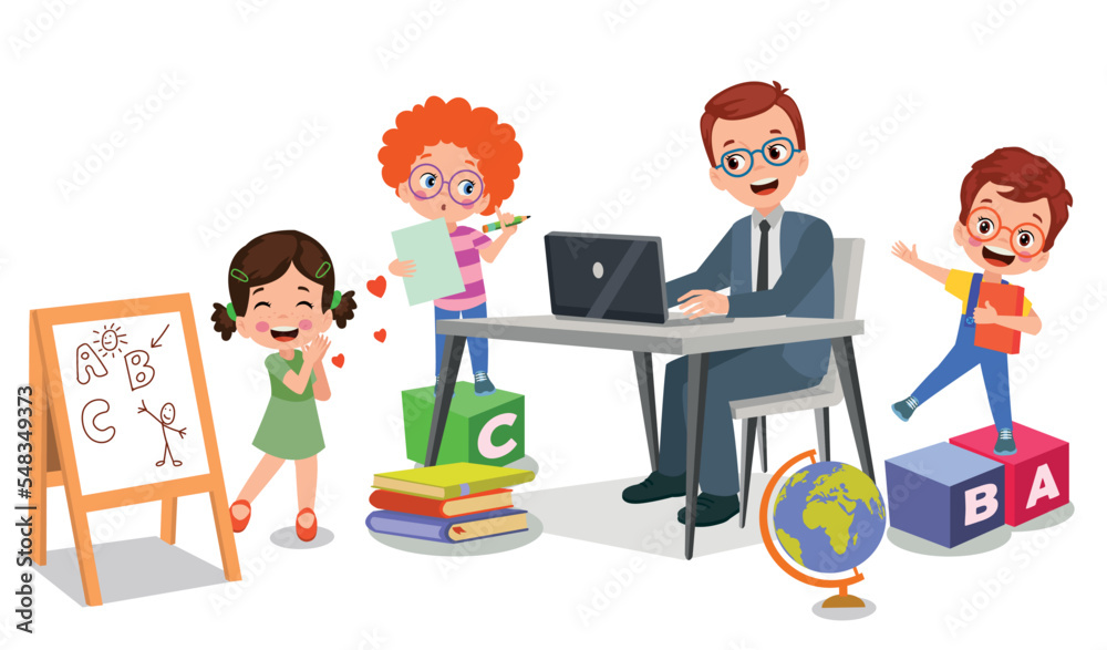 classroom teacher and cute students classroom teacher and cute students