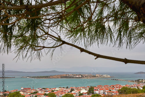  Nice view of the coastal town. Against the backdrop of islands and mountains.