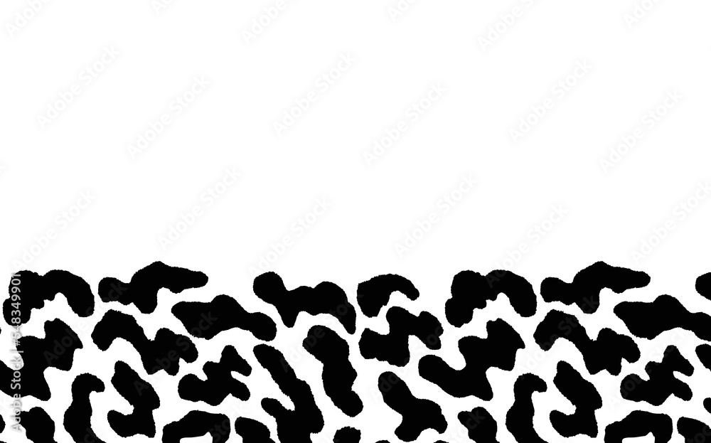 New modern leopard black and white background. Ornament of stylized animal skin. Abstract geometric vector illustration for leaflet, banner, website, poster, card, postcard, wallpaper. Copy space
