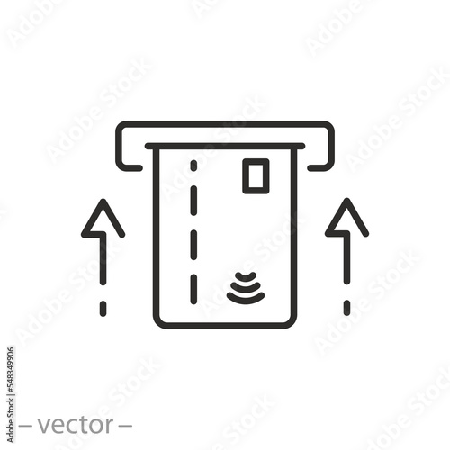 insert credit card icon, atm slot, cashless pay terminal, thin line symbol on white background - editable stroke vector illustration