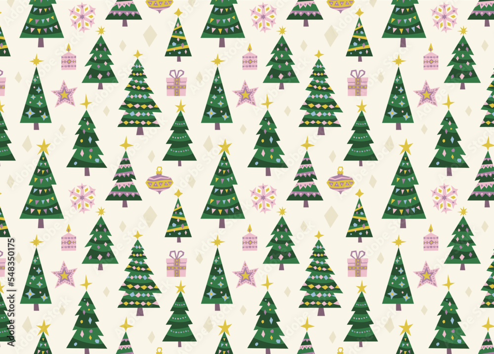 Vector Christmas trees illustration seamless pattern. Vector Christmas trees illustration seamless pattern.