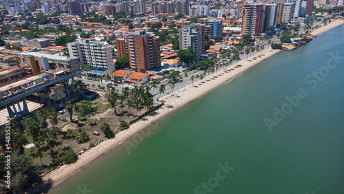 Drone photos (overhead view) of Cerro el Morro, Lido beach, Los Canales beach and the city of Lechería. In the photos you can see boats navigating the coasts of Cerro El Morro from an overhead shot, a © manuel