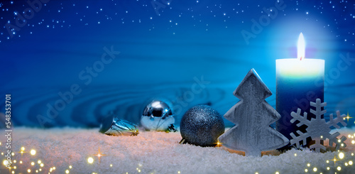 Fototapeta Naklejka Na Ścianę i Meble -  Christmas background with Advent candle and decoration