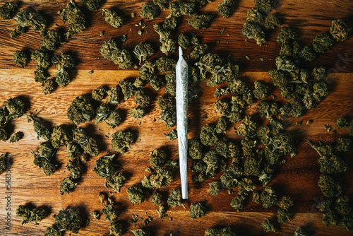 Marijuana sbd or tgc background. marijuana buds, indica hemp cultivation, CBD hemp, cannabis cultivation. Joints