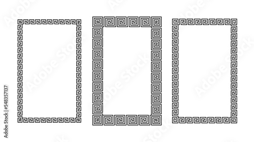 Greek ornament rectangle frame set. Meander rectangle patterns collection. Ancient Greek fret borders. Geometric meandros motif. Vector