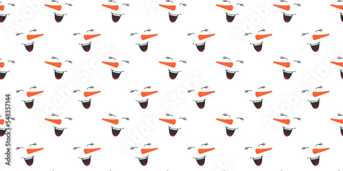 Funny laughing snowman faces seamless pattern. Winter  Christmas or New Year scrapbooking or wrapping paper  fabric  napkin  tablecloth design. Vector flat illustration