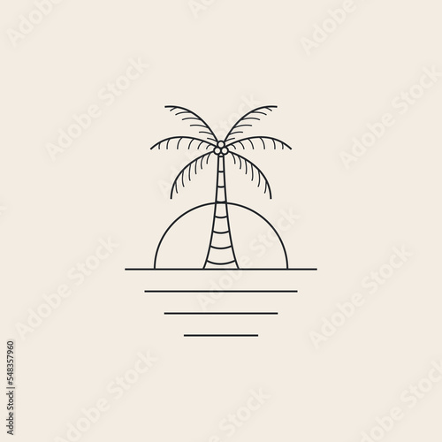 palm tree line art logo vector symbol illustration design
