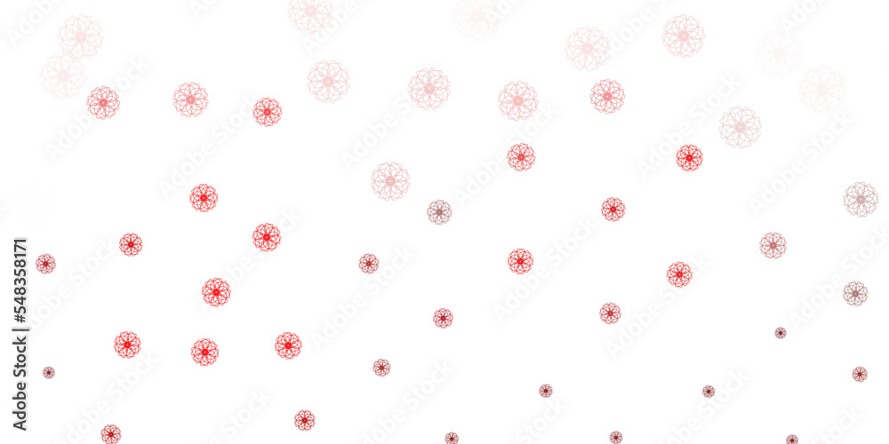Light red vector doodle texture with flowers.