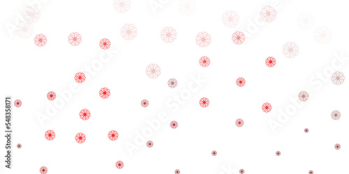 Light red vector doodle texture with flowers.