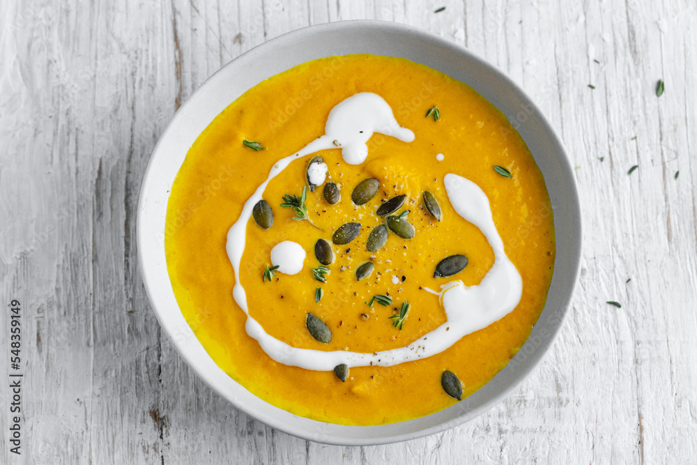 Pumpkin vegetable soup with cream Pumpkin vegetable soup with cream