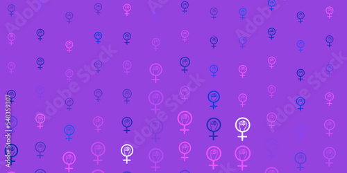 Light Pink, Blue vector texture with women rights symbols.