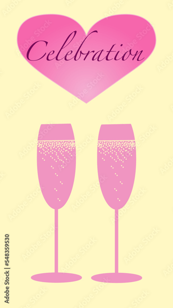 Valentine's Day background with heart and glasses