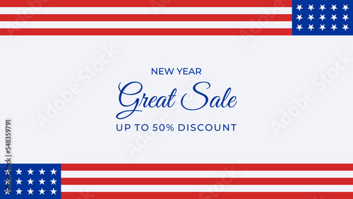 new year great sale background with american flag. suitable to use on new year event.
