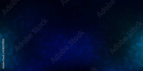 Dark blue vector texture with colorful hexagons.