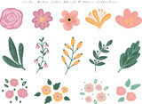 a set of cute hand drawn flower and leaf pattern illustration