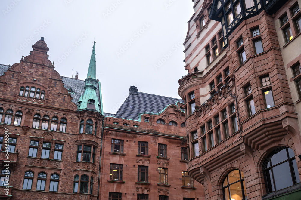 Buildings of a square from Malmö, Sweden Buildings of a square from Malmö, Sweden